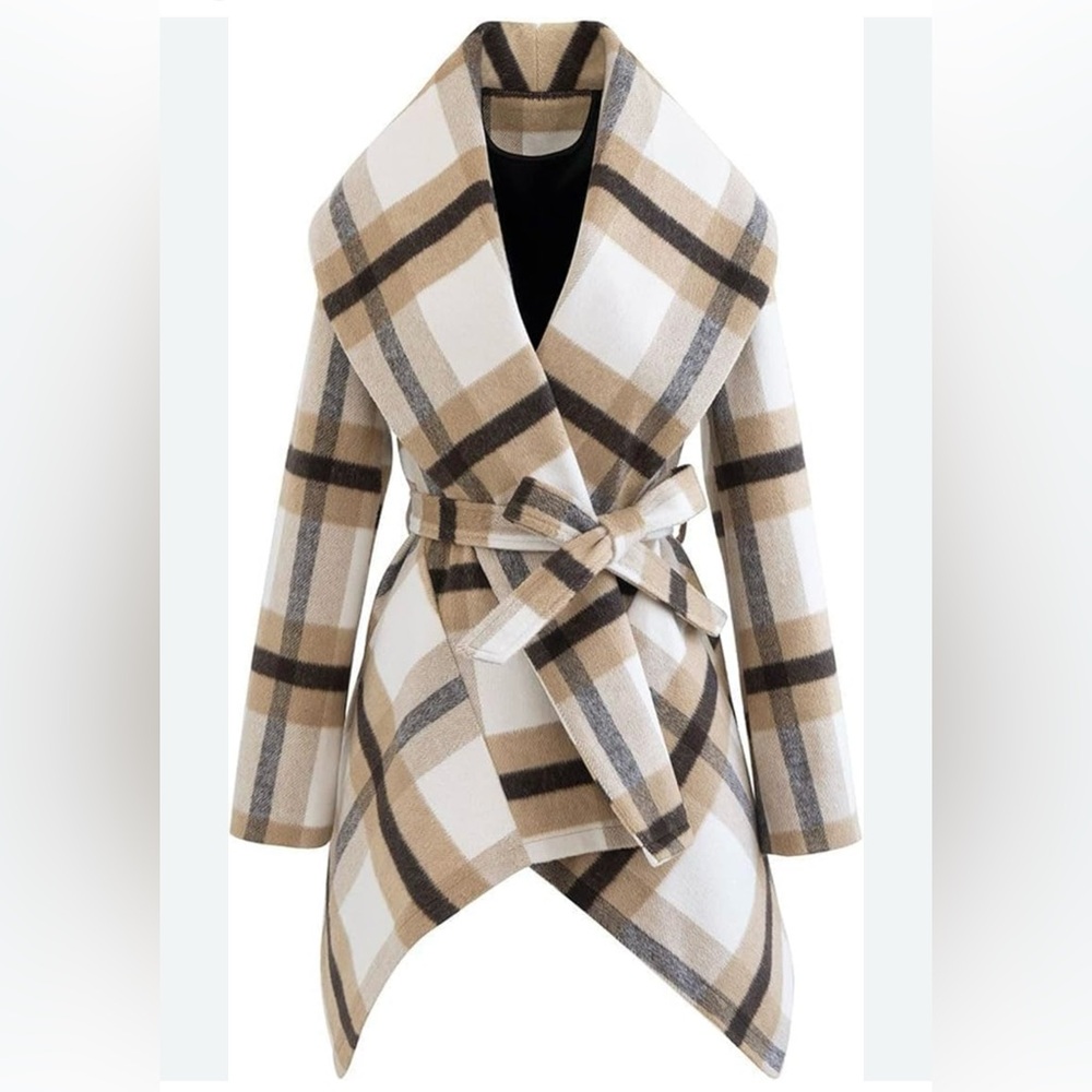 Chicwish Cream and Brown‎ Cape with Dramatic Collar XL NWT